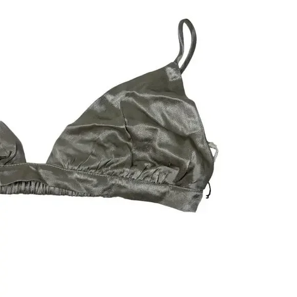 $70 NWT DISSH Bobby Pewter Silver Satin Bralette - 6 - Picture 6 of 9